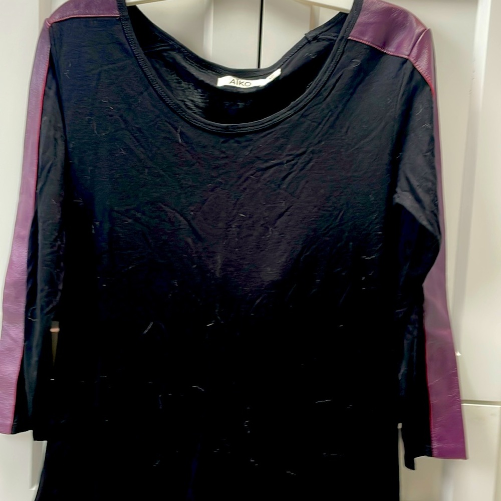 Aiko top with genuine lamb leather